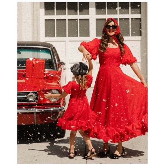 Ivy City Co Kendy Dress Red Size 16 NWT Ruffle Sleeve Midi Cottagecore